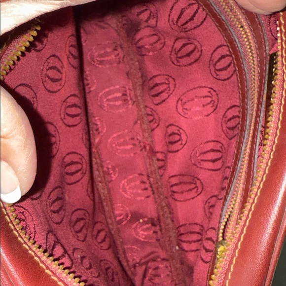 Cartier Vintage Burgundy Leather crossbody bag with Gold Details W/ COA - Picture 7 of 12